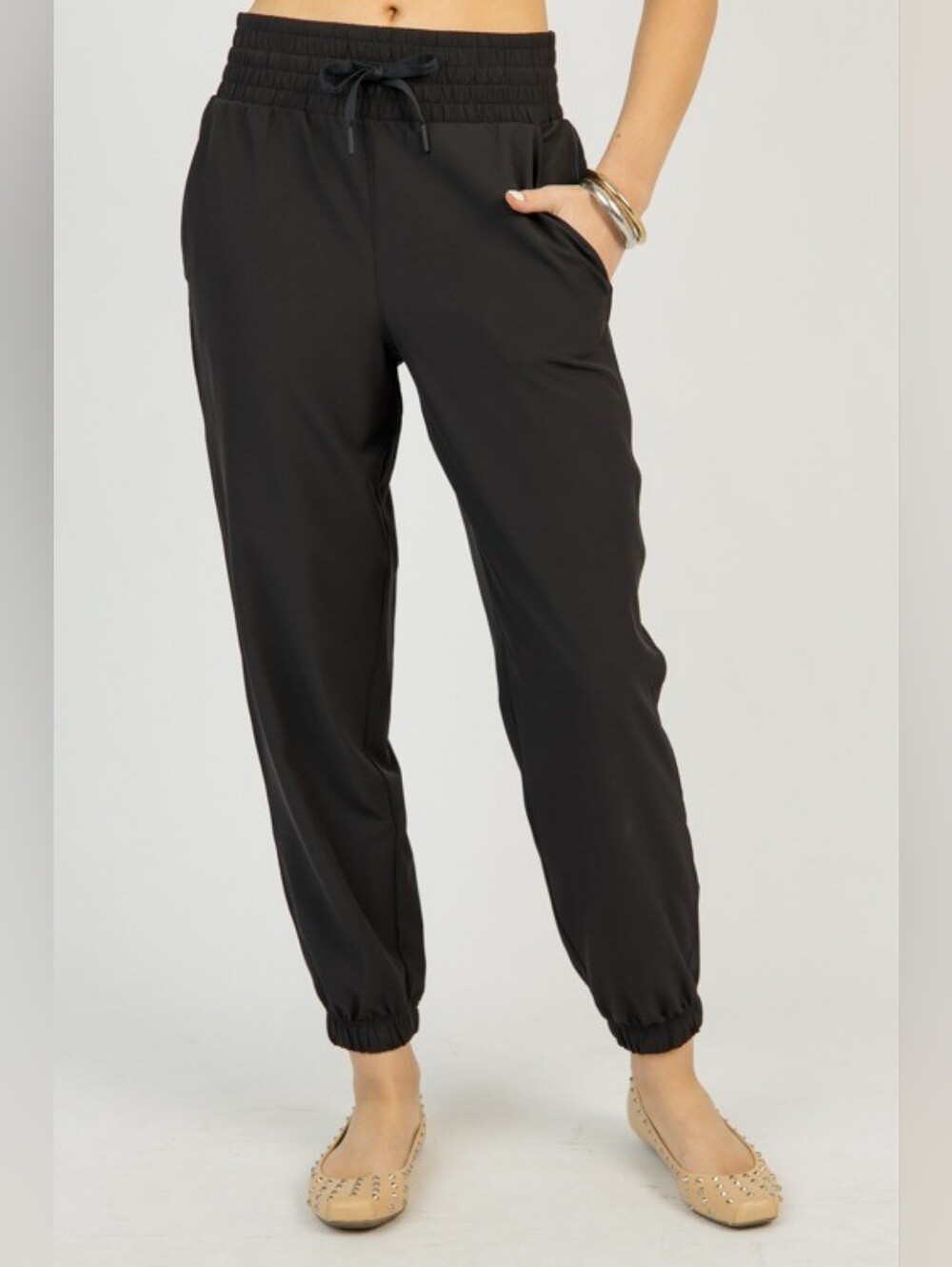 SPANX On The Move Track Joggers Travel Pants Elastic Black S
